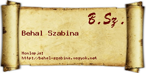 Behal Szabina névjegykártya